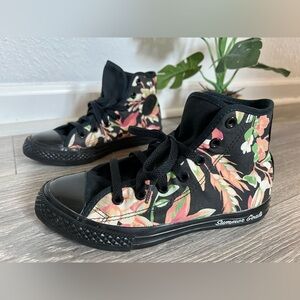 Converse custom all star tropical print “summer goals” high top chucks. Size 2